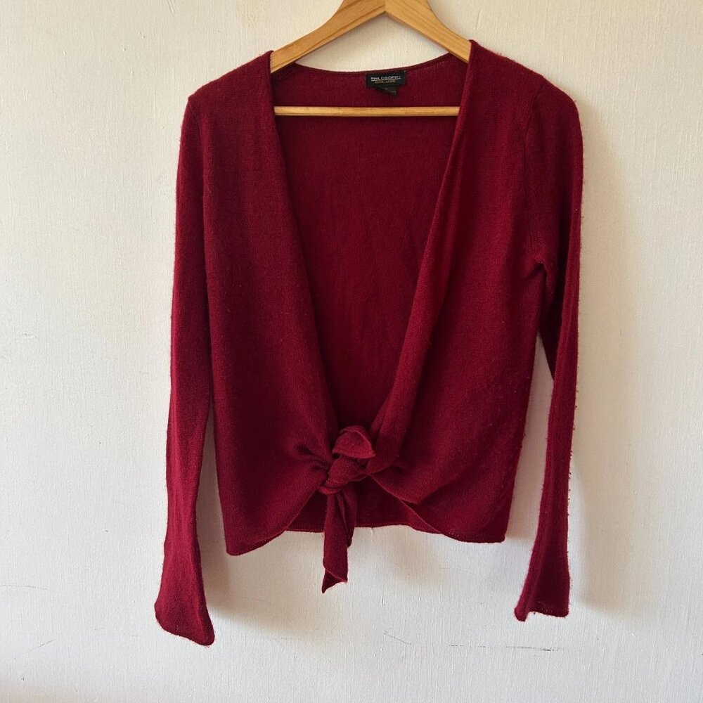 Philosophy Dane Lewis Cashmere Cardigan Womens Small Red Tie Front Wrap Sweater